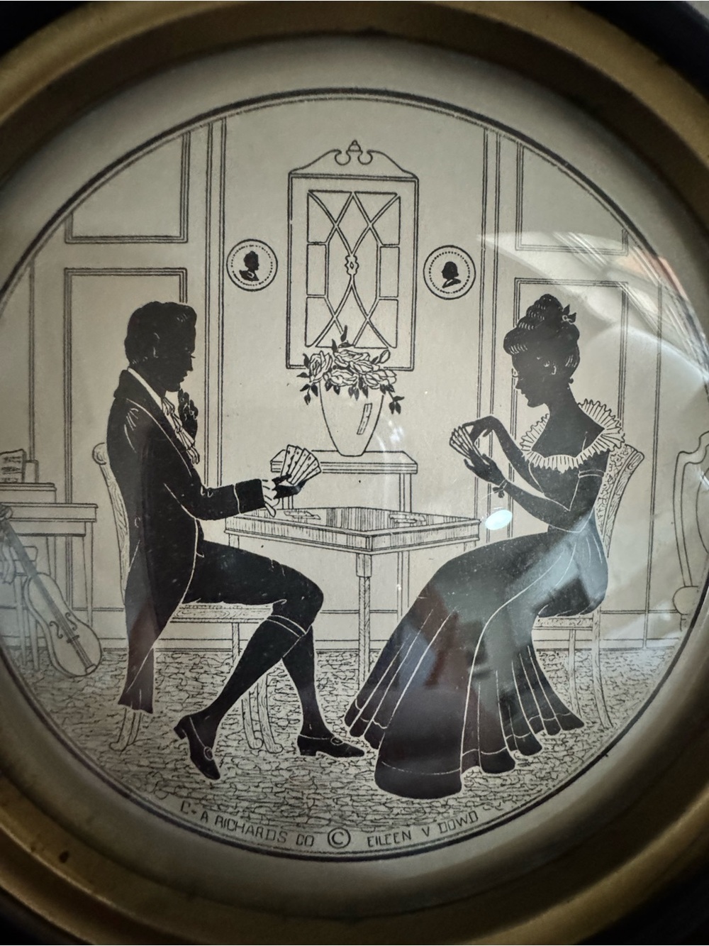 Black Silhouette Playing Cards Vintage-Style Wall Print